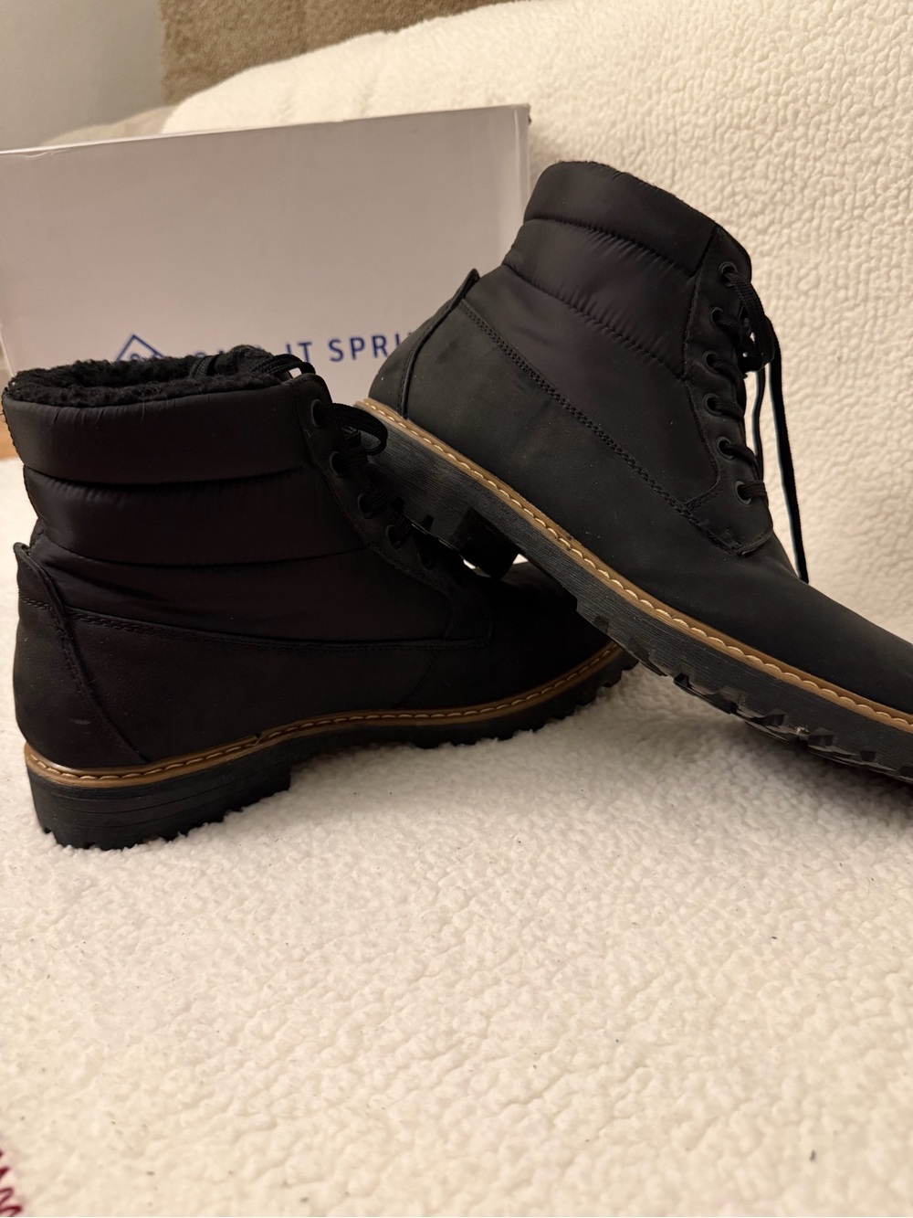 Call It Spring Men's Black Lace-Up Ankle Boots with Contrast Stitching